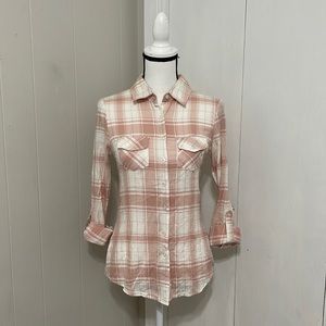 Wet Seal Women's Plaid Print Long Sleeve Western Shirt size Small